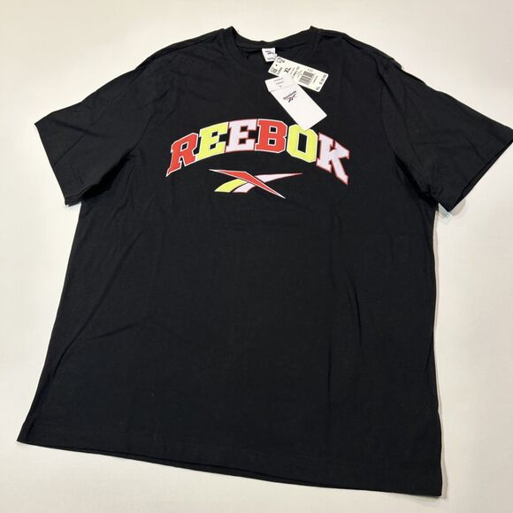 Reebok Spellout Logo Shirt Adult Extra Large XL Black Short Sleeve Basketball - Picture 3 of 12